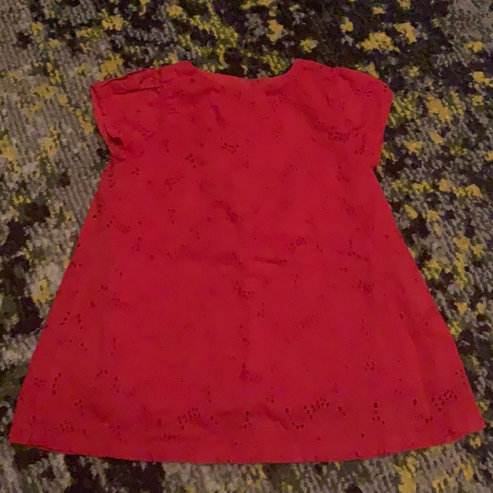 Polarn O. Pyret red eyelet dress heart buttons